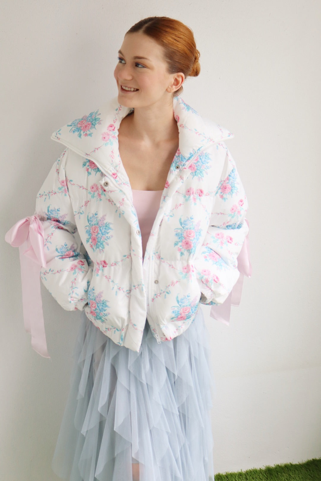 fancy floral bow puffer