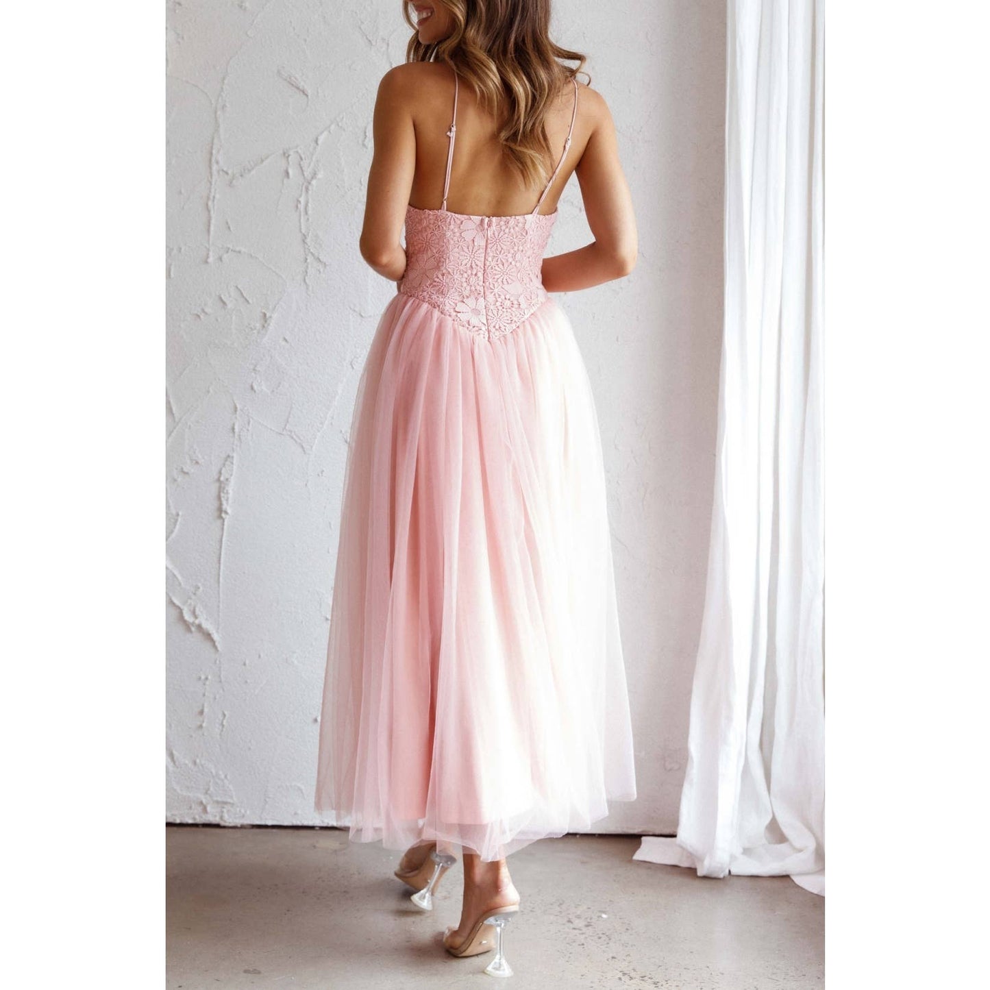 Carrie Floral Tulle Midi Dress