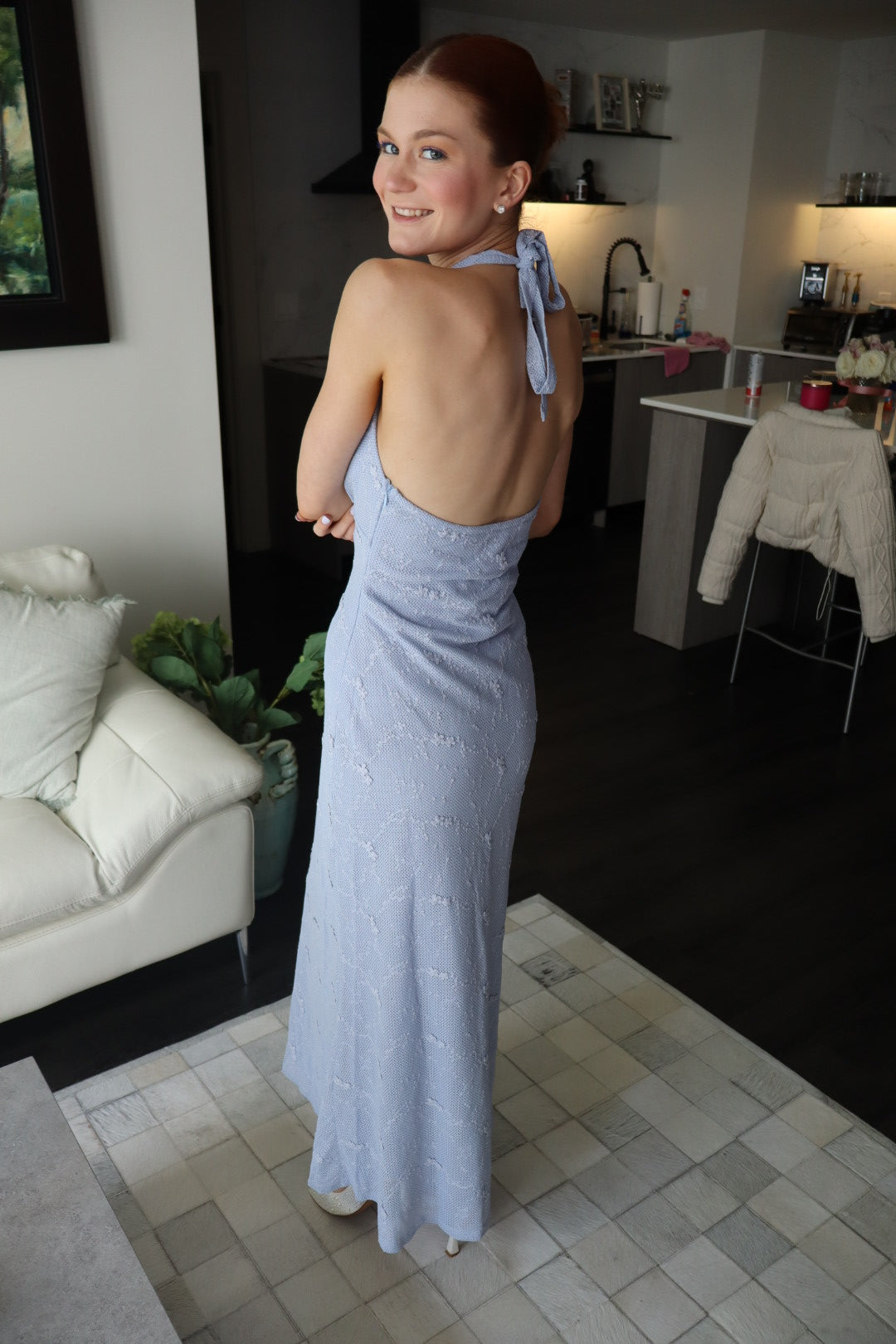 Here For It Halterneck Maxi Dress Blue