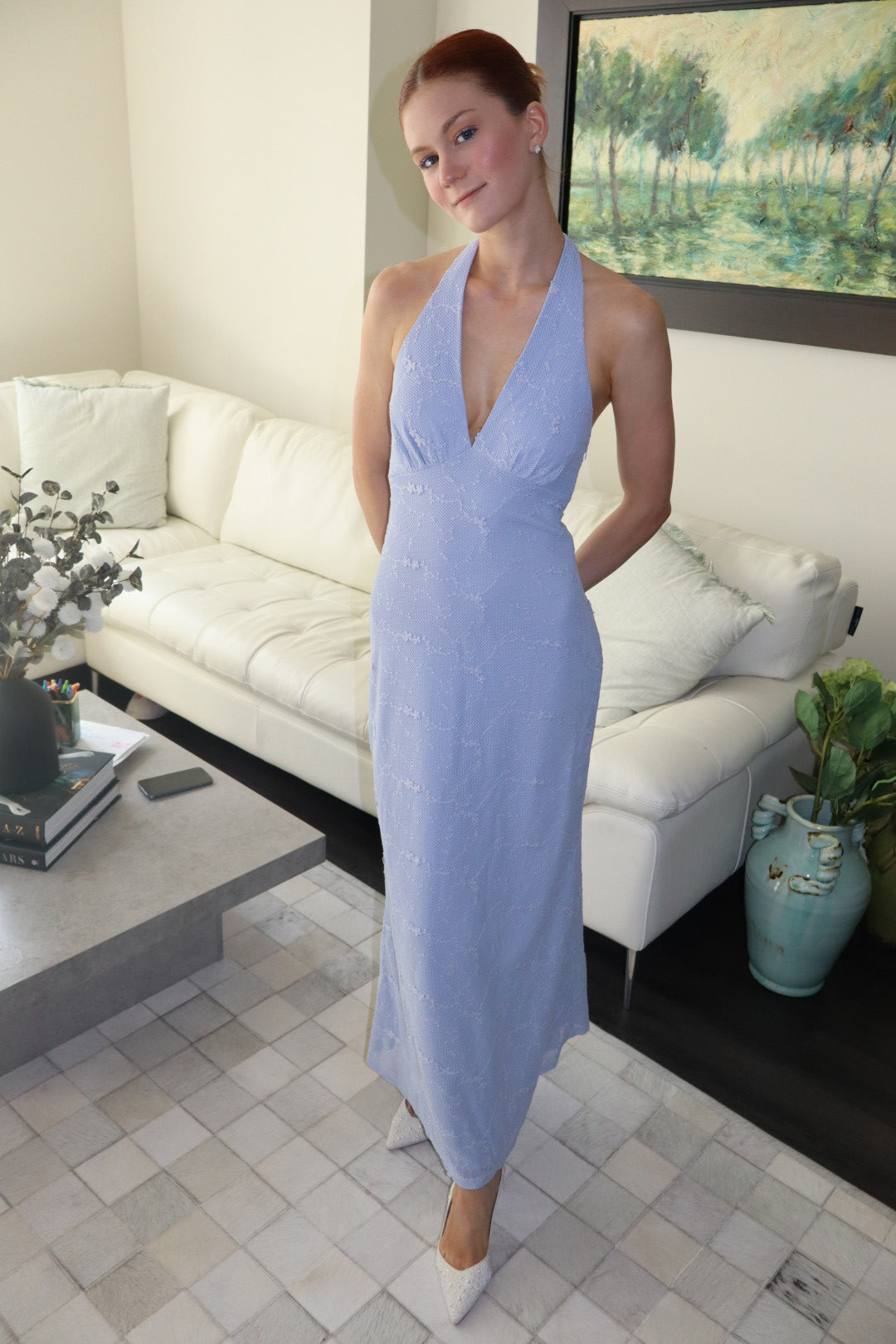 Here For It Halterneck Maxi Dress Blue